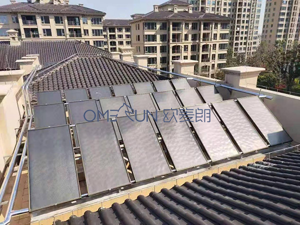 【商用太陽能空氣能】上海森蘭星河灣幼兒園太陽能平板+空氣能熱水系統